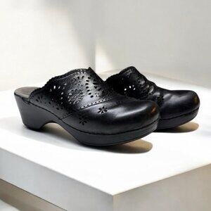 Dansko Skylar Eyelet‎ Black Clog Mule Shoes 37 US 8 Leather Healthcare Nurse